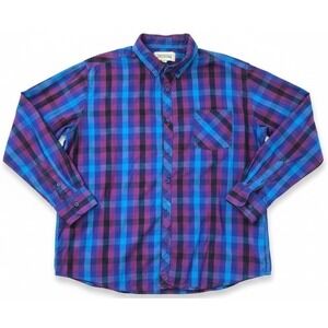 Dapper Boi Mens XL Button Down Shirt Blue/Purple Plaid Long Sleeve Casual